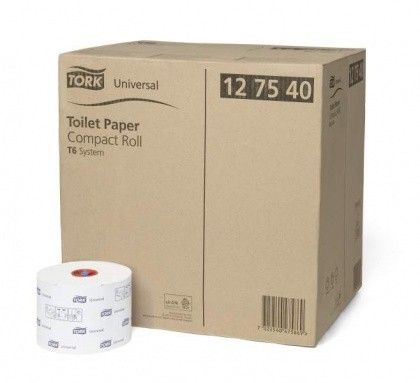 127540 Tork T6 Universal Бумага туалетная Mid-size в миди-рулонах, белая, однослойная, 27 рулонов по 135м