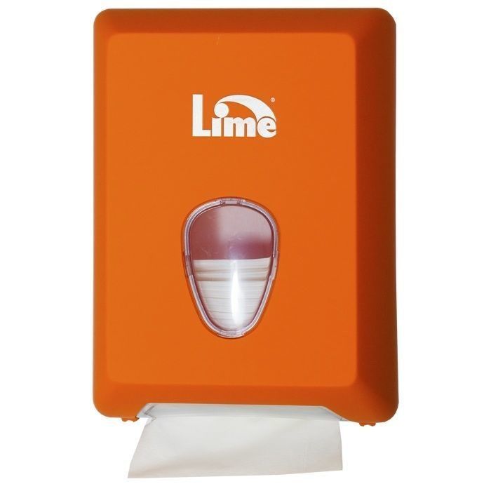 Lime 916003 Диспенсер для листовой туалетной бумаги, V укладки, оранжевый, пластиковый