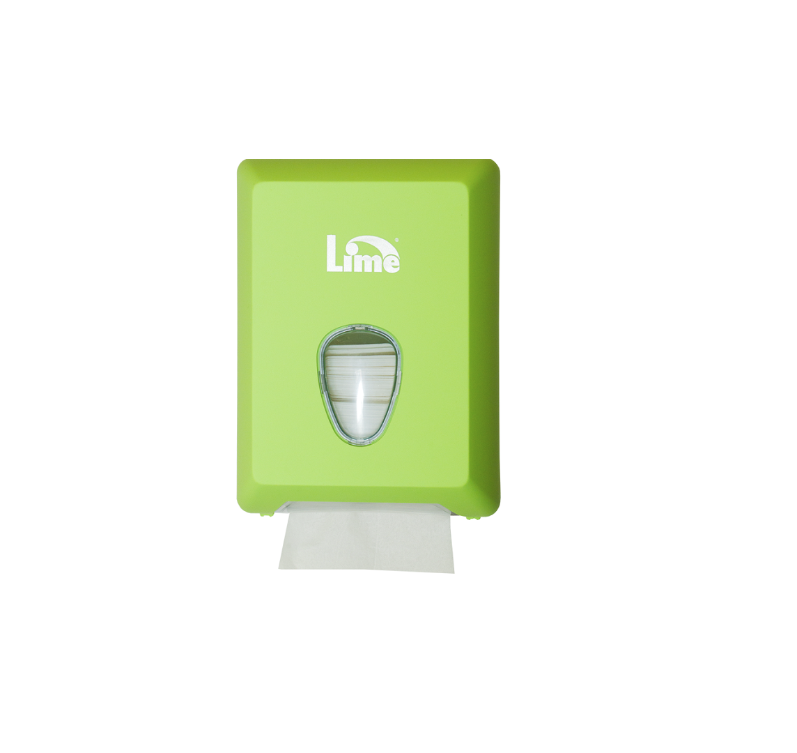 Lime 916004 Диспенсер для листовой туалетной бумаги, V укладки, зелёный, пластиковый