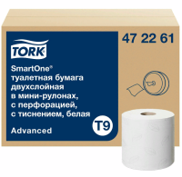 Бумага туалетная 130 м, TORK (Система T9) SmartOne, комплект 12 шт, Advanced, 2-слойная, белая, 472261 В наборе: 1компл.