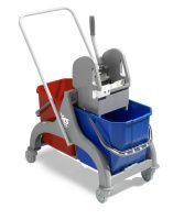 Уборочная тележка TTS Nick 30, с U-образной окрашеной ручкой и отжимом Tec, серая база, двухведерная(00006081)