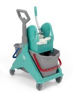 Тележка TTS NICKITA двухведёрная (15+15 Л) с отжимом TEC и боковой ручкой, зелёная база(00006162DVE)